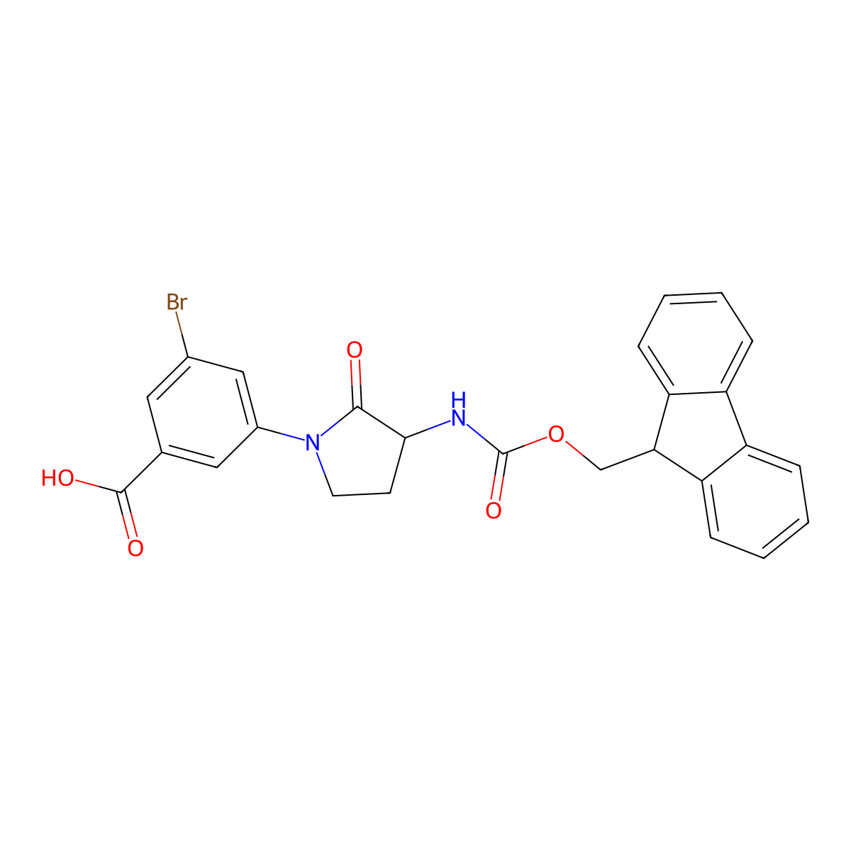3-bromo-5-[3-({[(9H-fluoren-9-yl)methoxy]carbonyl}amino)-2-oxopyrrolidin-1-yl]benzoic acid molecular structure, CAS 2680623-81-6