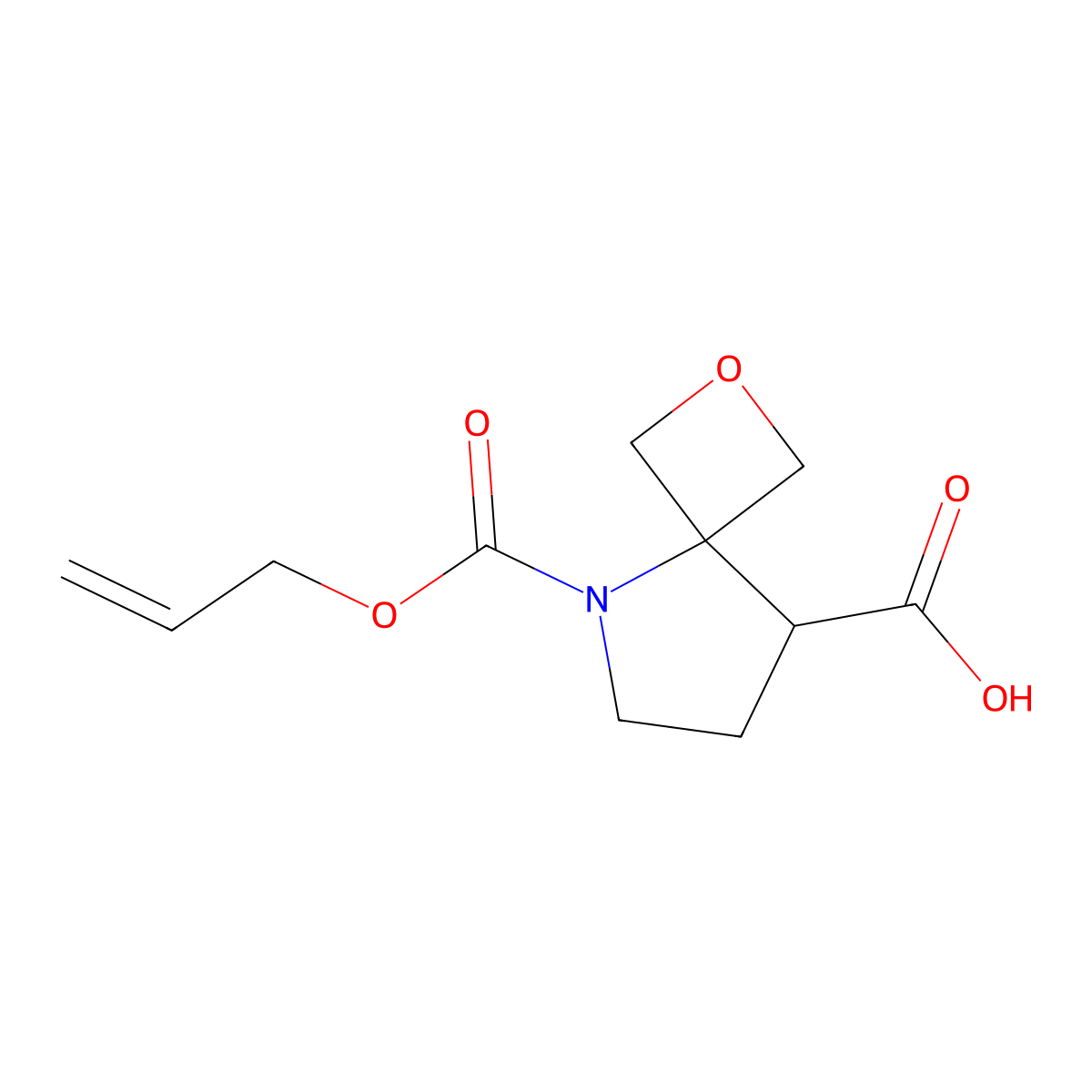 5-[(Prop-2-en-1-yloxy)carbonyl]-2-oxa-5-azaspiro[3.4]octane-8-carboxylic acid molecular structure, CAS 2680623-90-7