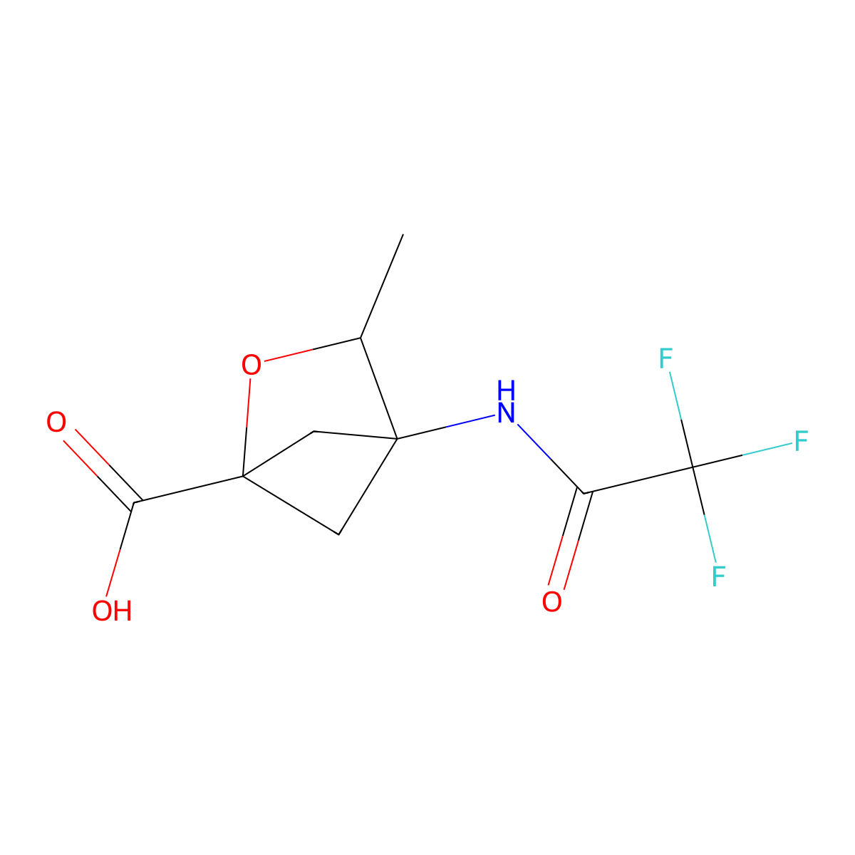 3-Methyl-4-(2,2,2-trifluoroacetamido)-2-oxabicyclo[2.1.1]hexane-1-carboxylic acid molecular structure, CAS 2680623-92-9