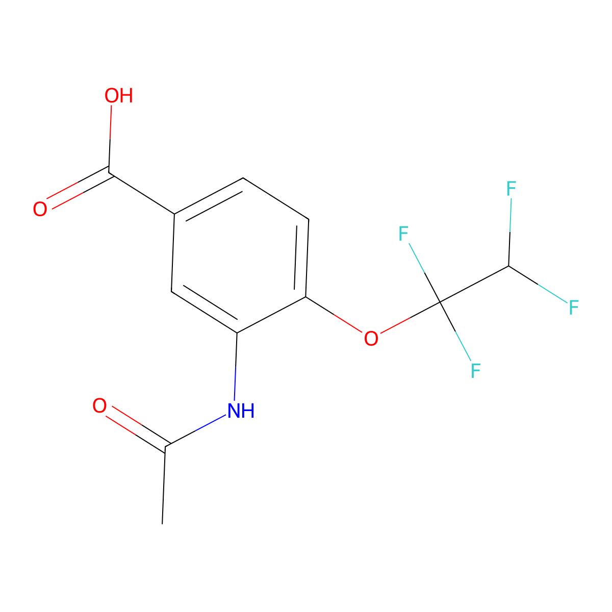 3-Acetamido-4-(1,1,2,2-tetrafluoroethoxy)benzoic acid molecular structure, CAS 2680623-93-0