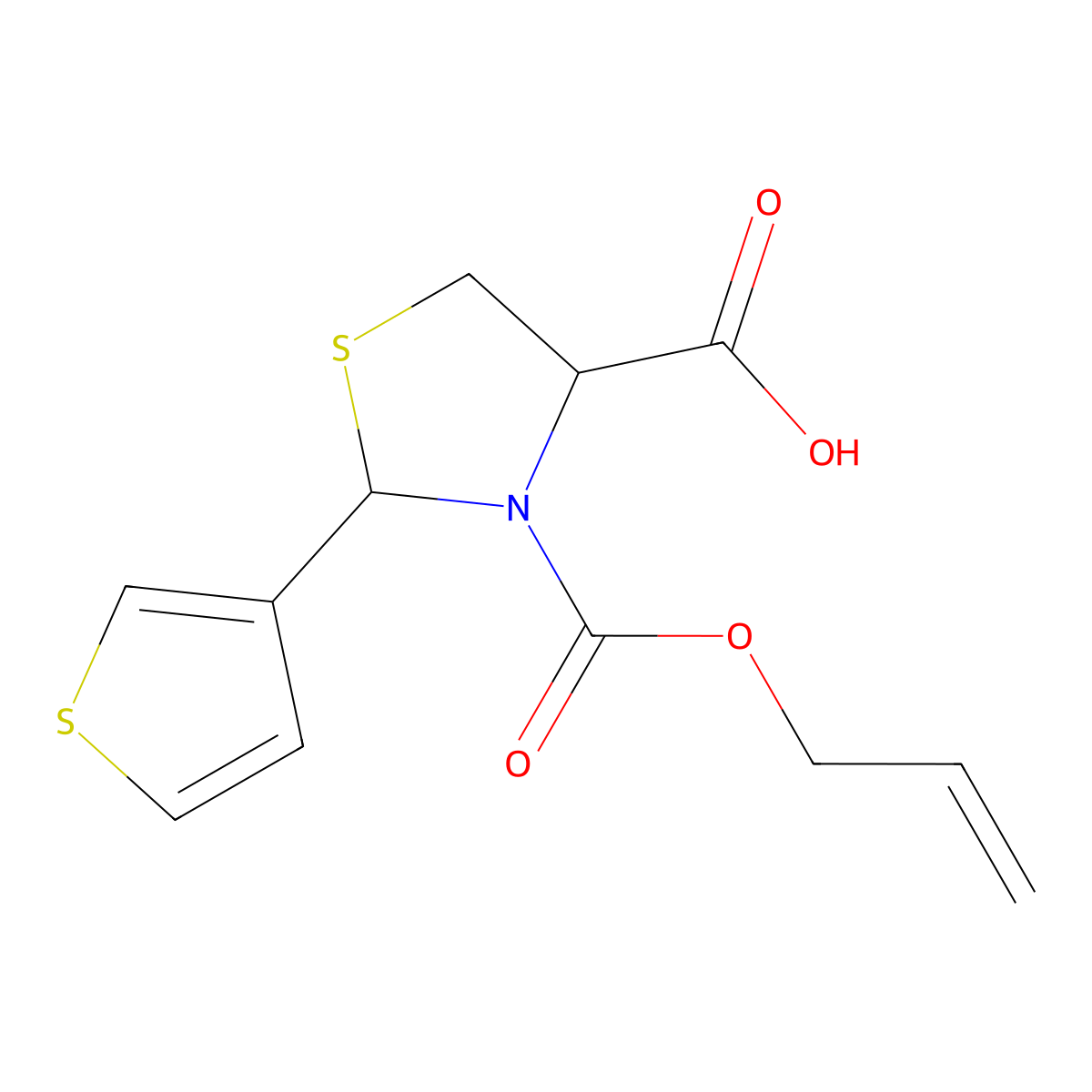 3-[(Prop-2-en-1-yloxy)carbonyl]-2-(thiophen-3-yl)-1,3-thiazolidine-4-carboxylic acid molecular structure, CAS 2680623-94-1
