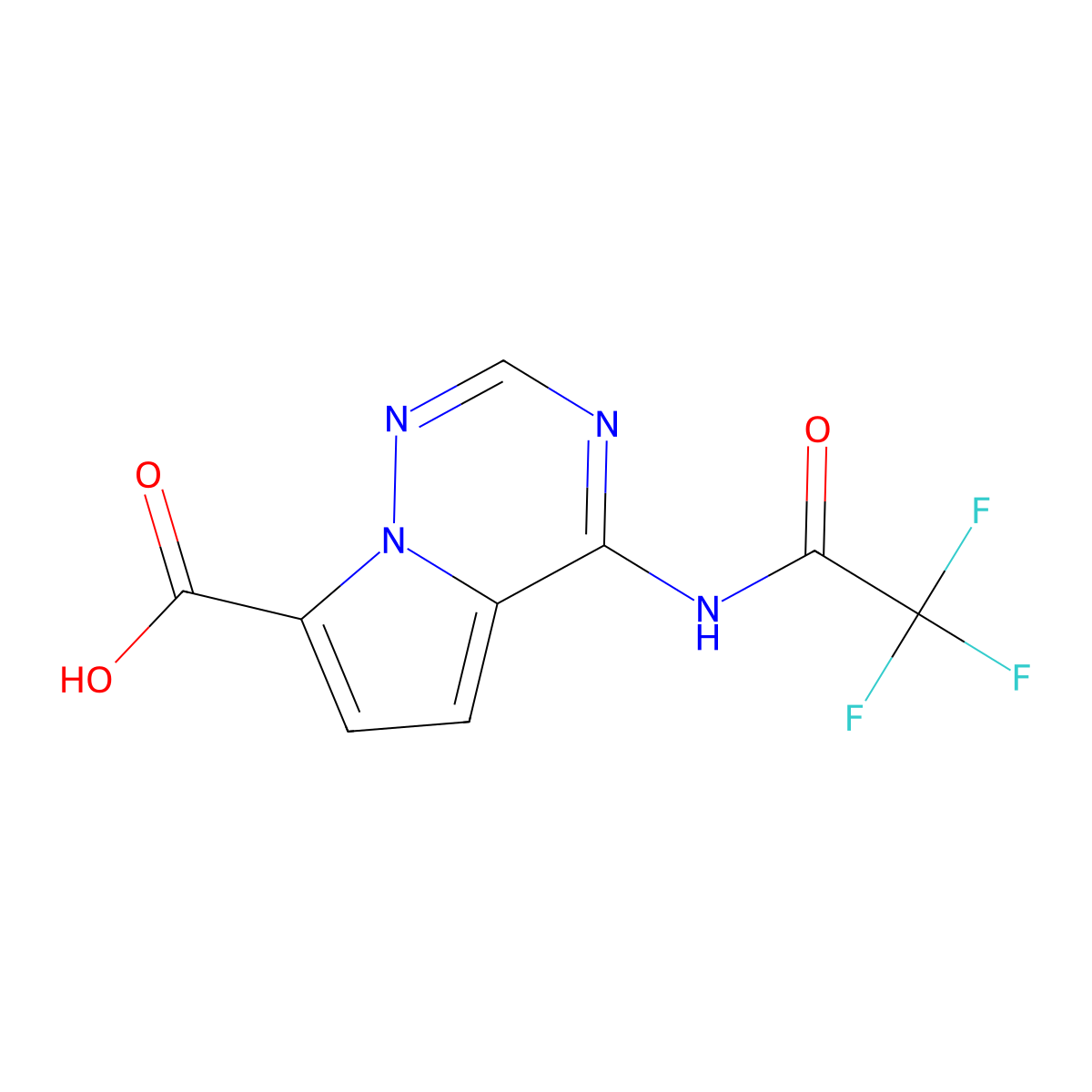 4-(2,2,2-Trifluoroacetamido)pyrrolo[2,1-f][1,2,4]triazine-7-carboxylic acid molecular structure, CAS 2680623-96-3