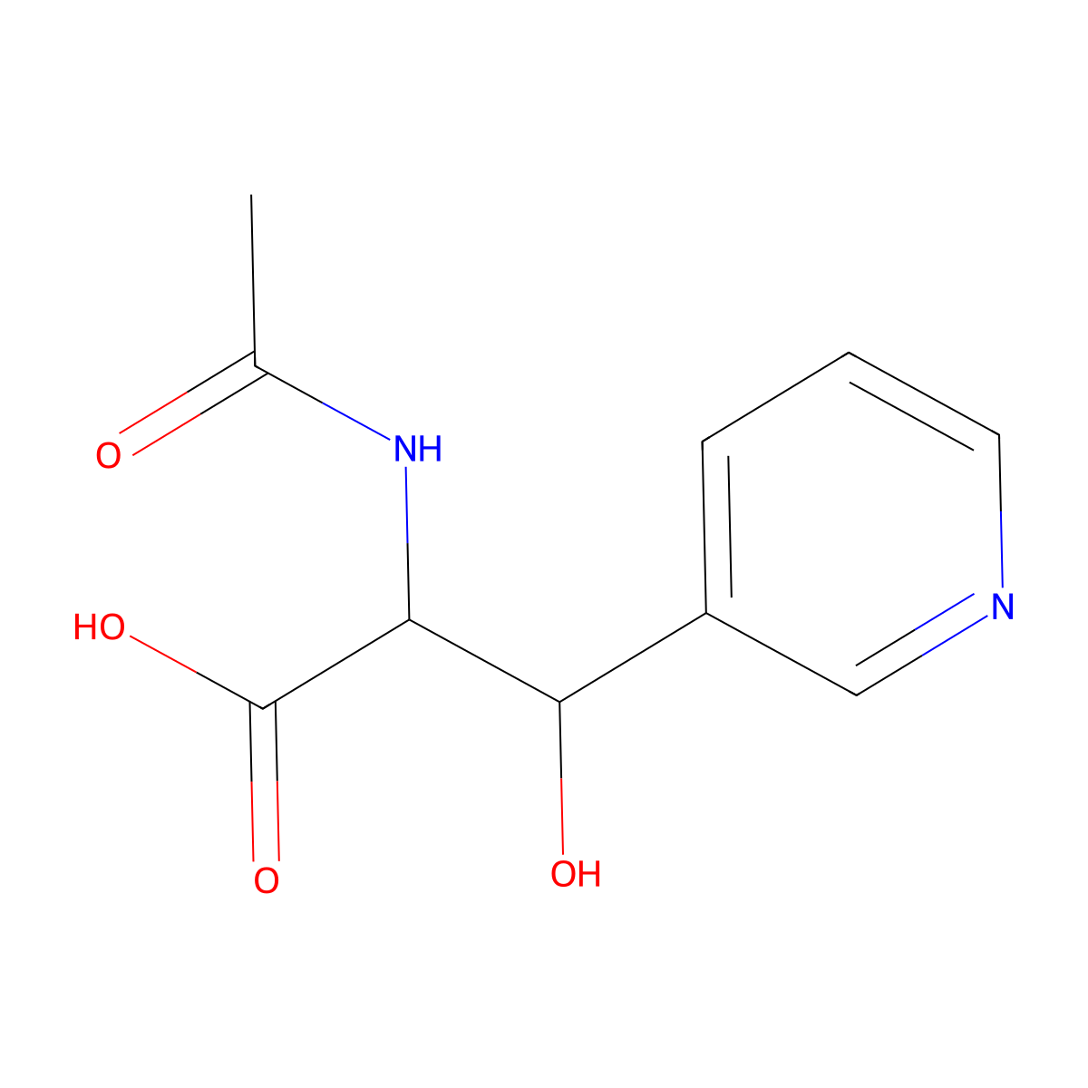2-Acetamido-3-hydroxy-3-(pyridin-3-yl)propanoic acid molecular structure, CAS 2680623-98-5