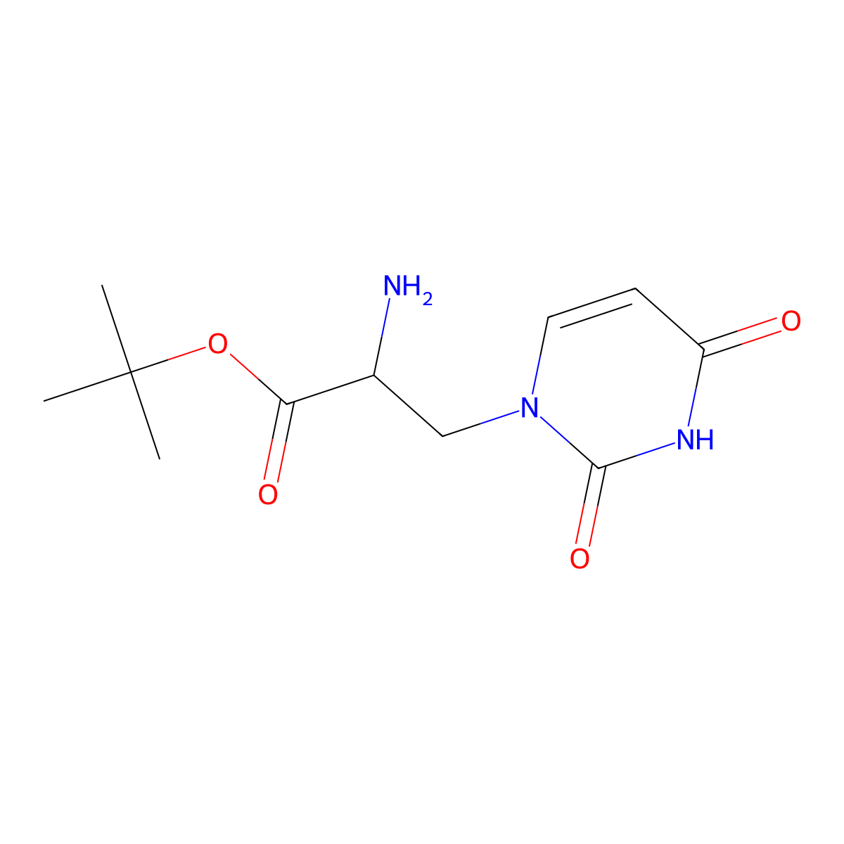 Tert-butyl 2-amino-3-(2,4-dioxo-1,2,3,4-tetrahydropyrimidin-1-yl)propanoate molecular structure, CAS 2680623-99-6