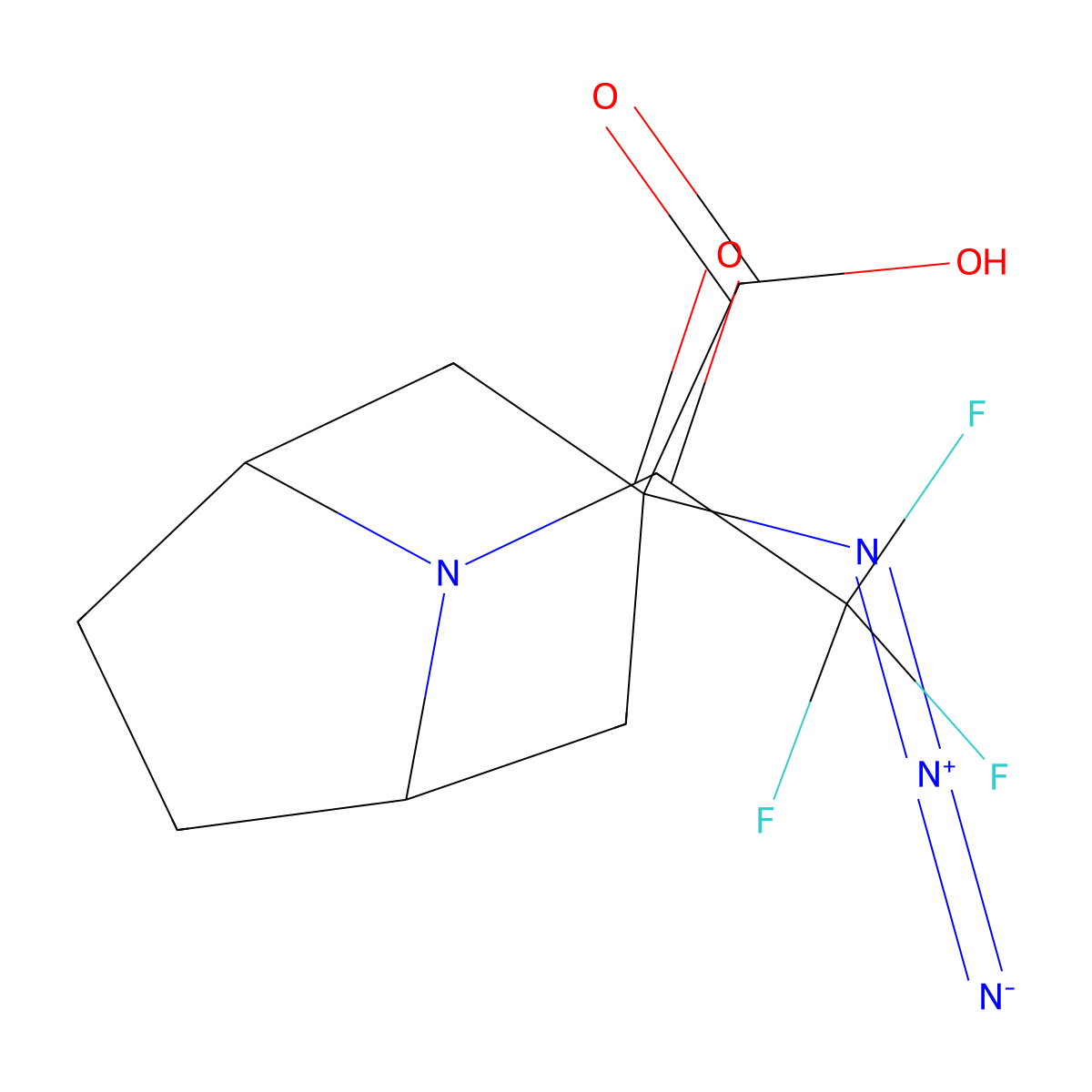 3-Azido-8-(2,2,2-trifluoroacetyl)-8-azabicyclo[3.2.1]octane-3-carboxylic acid molecular structure, CAS 2680624-01-3