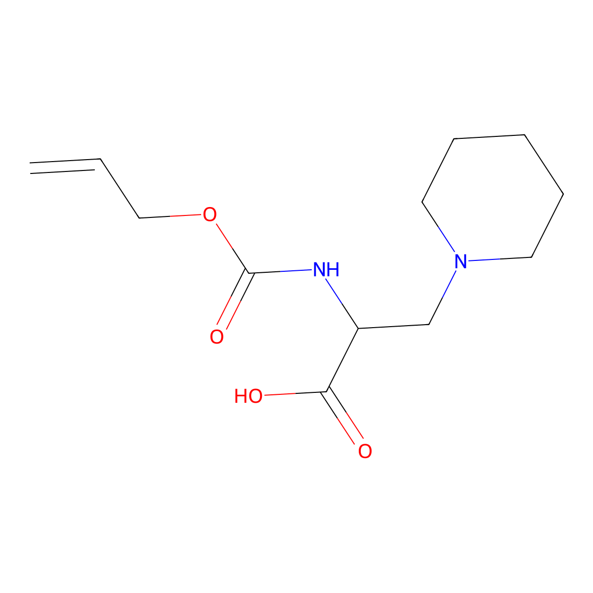 3-(Piperidin-1-yl)-2-{[(prop-2-en-1-yloxy)carbonyl]amino}propanoic acid molecular structure, CAS 2680624-03-5