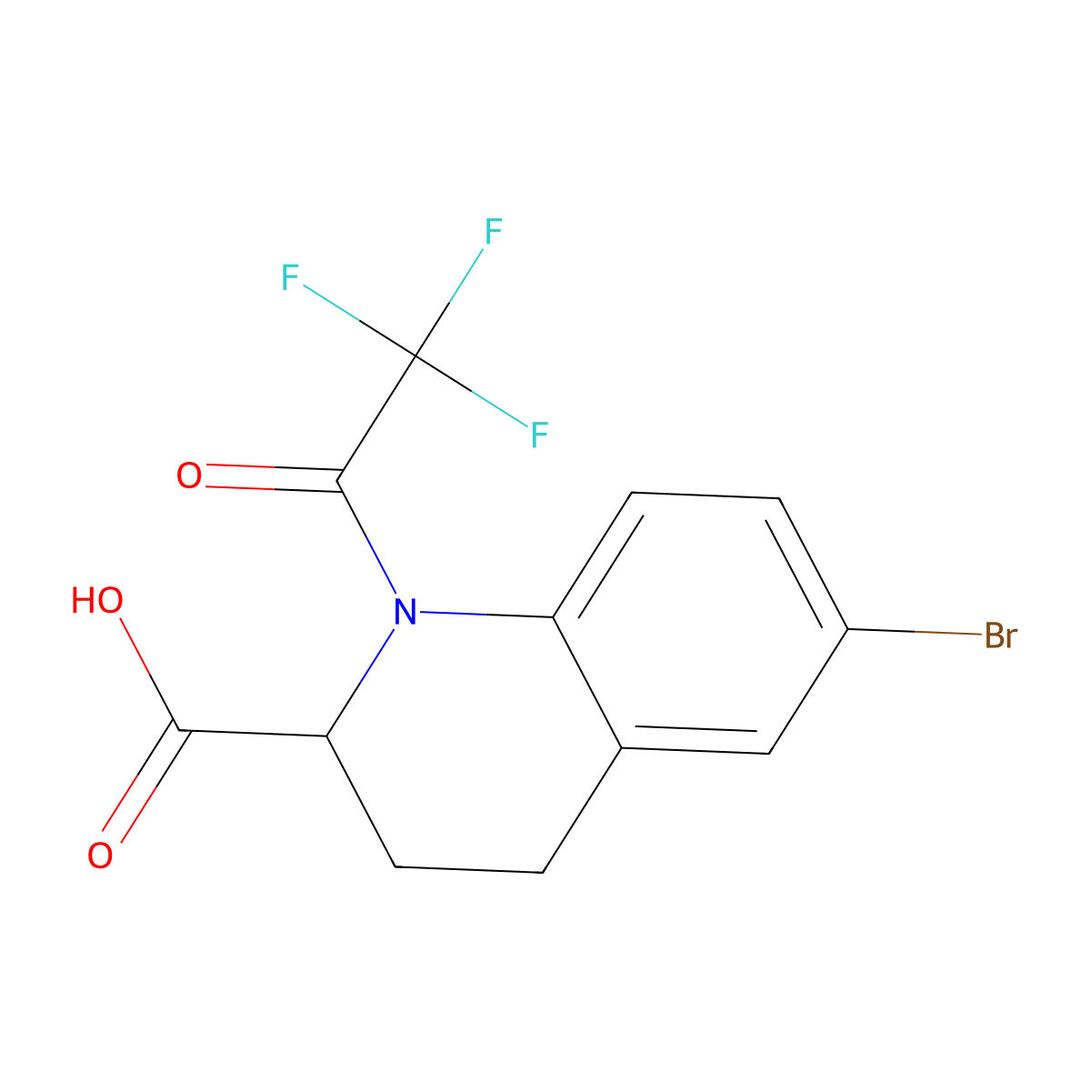 6-Bromo-1-(2,2,2-trifluoroacetyl)-1,2,3,4-tetrahydroquinoline-2-carboxylic acid molecular structure, CAS 2680624-11-5