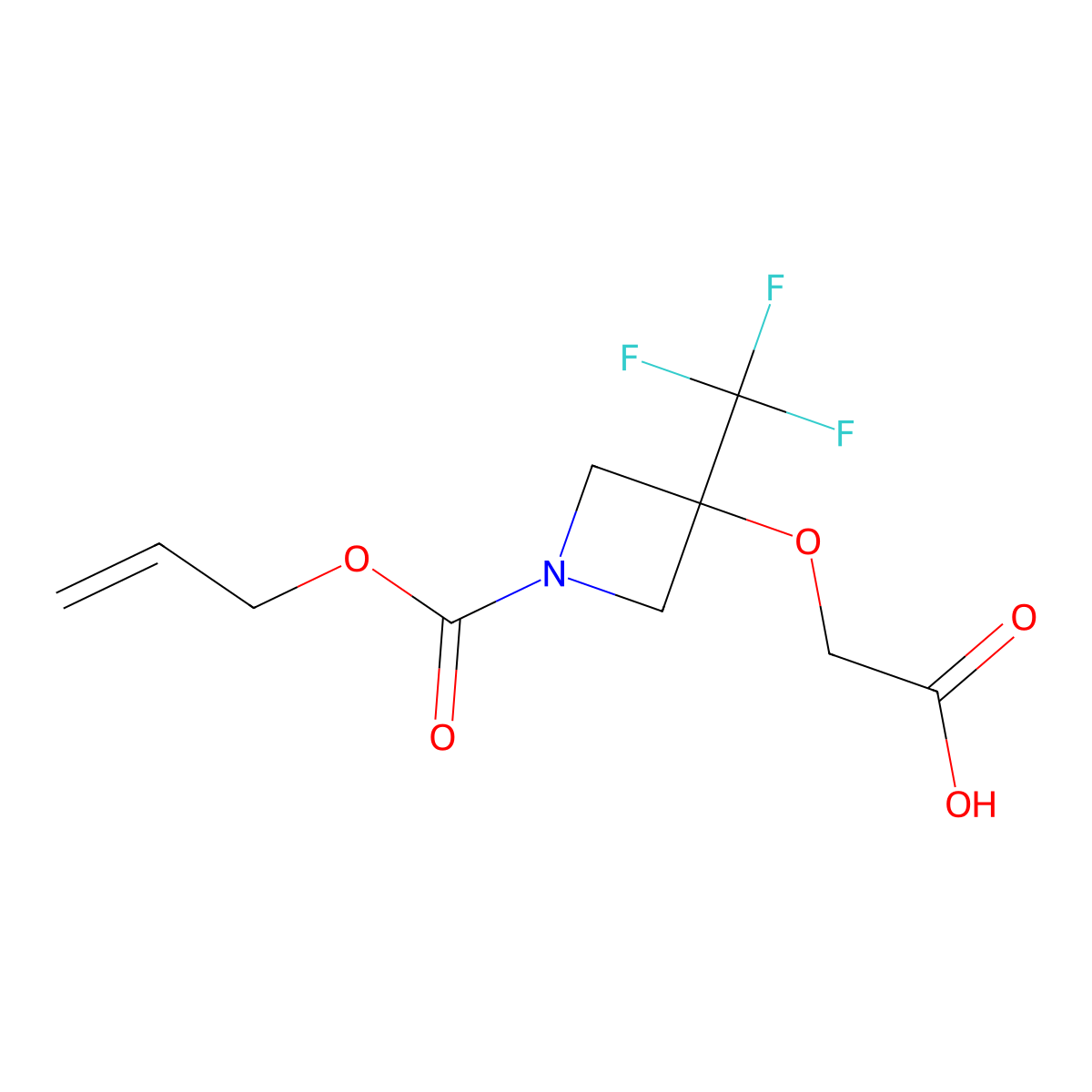 2-({1-[(Prop-2-en-1-yloxy)carbonyl]-3-(trifluoromethyl)azetidin-3-yl}oxy)acetic acid molecular structure, CAS 2680624-15-9