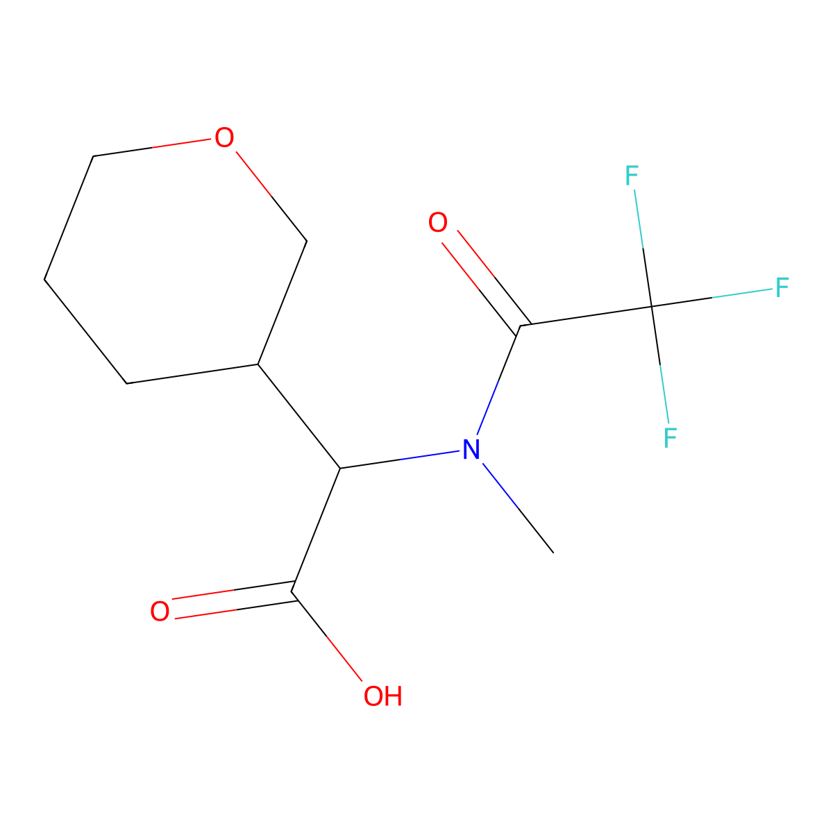 2-(oxan-3-yl)-2-(2,2,2-trifluoro-N-methylacetamido)acetic acid molecular structure, CAS 2680624-16-0