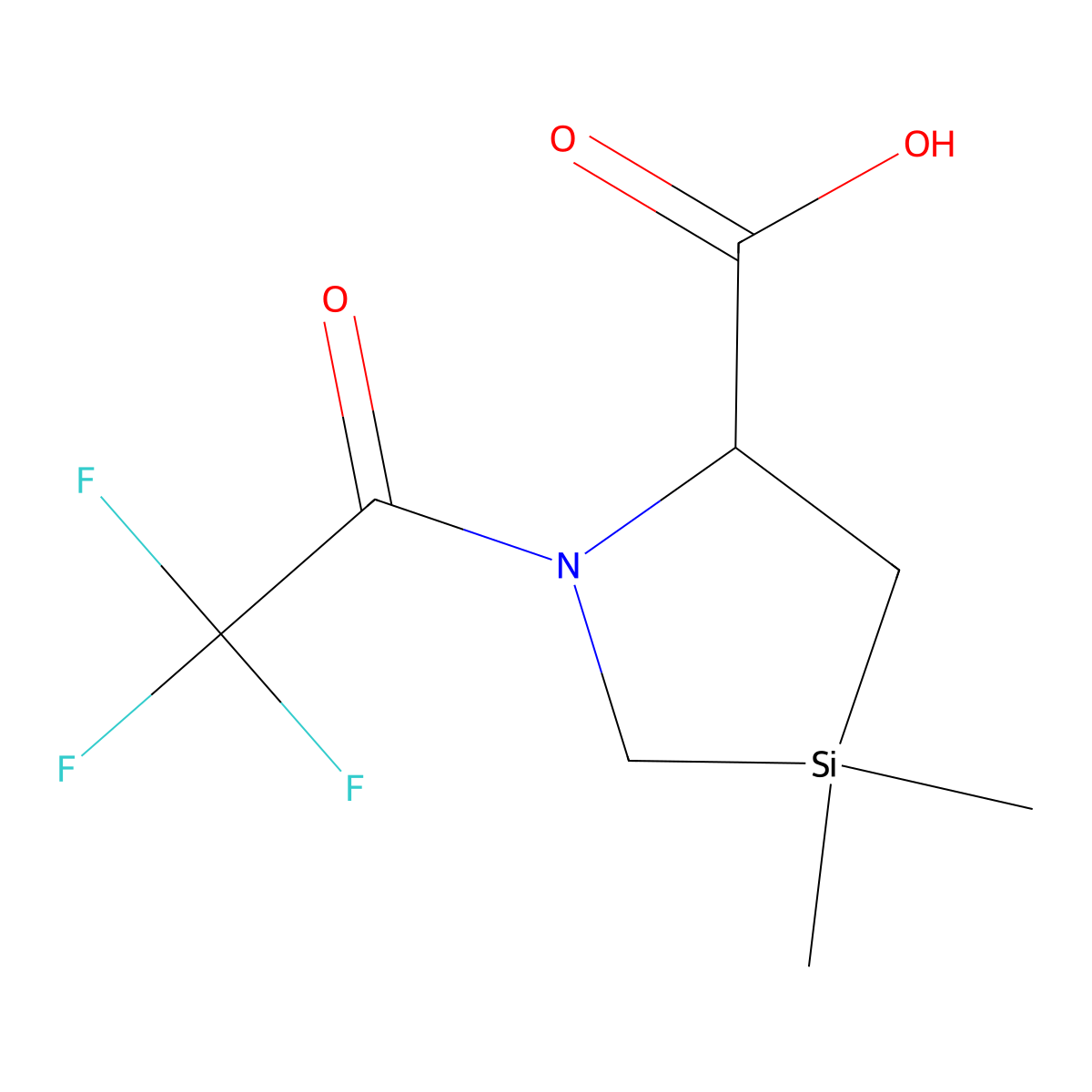 3,3-Dimethyl-1-(2,2,2-trifluoroacetyl)-1,3-azasilolidine-5-carboxylic acid molecular structure, CAS 2680624-19-3
