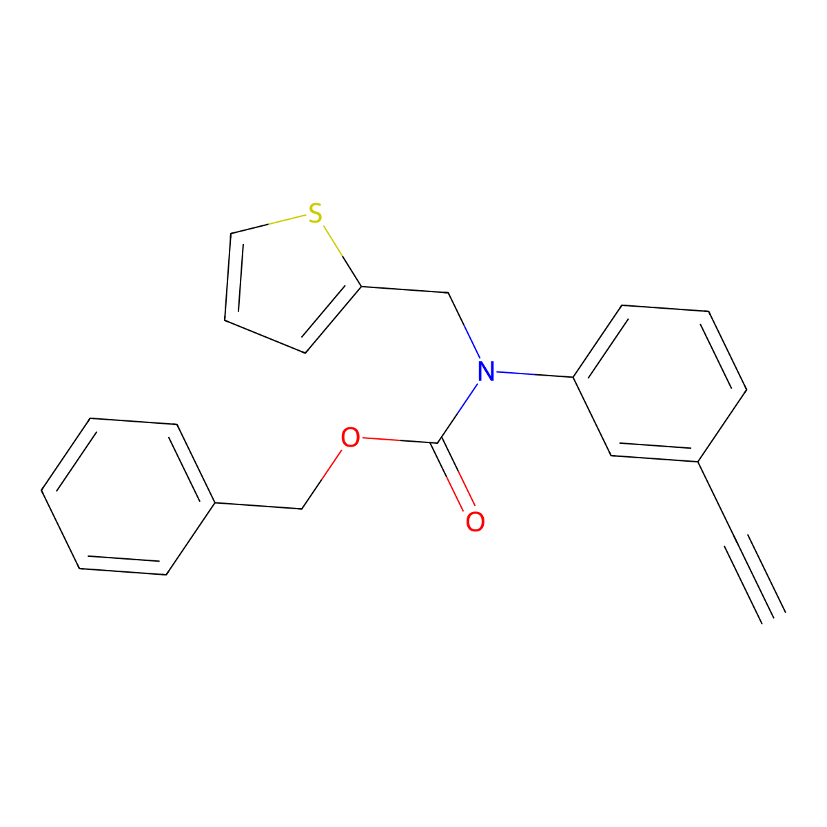 benzyl N-(3-ethynylphenyl)-N-[(thiophen-2-yl)methyl]carbamate molecular structure, CAS 2680624-20-6