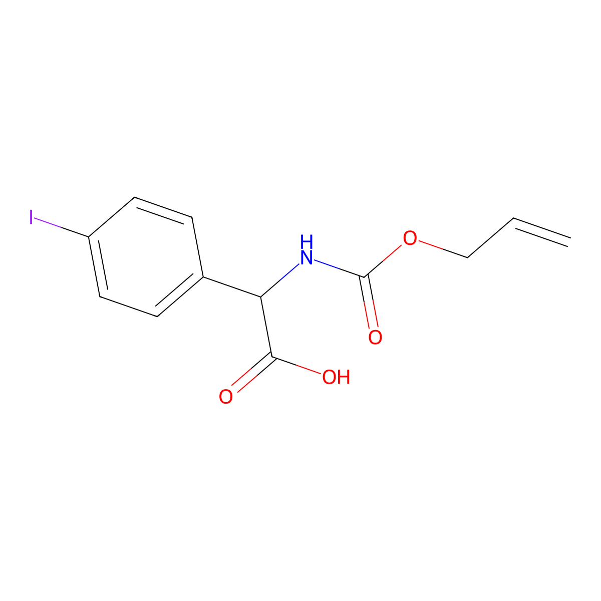 2-(4-Iodophenyl)-2-{[(prop-2-en-1-yloxy)carbonyl]amino}acetic acid molecular structure, CAS 2680624-31-9