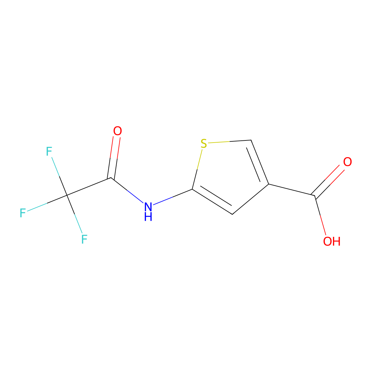 5-(2,2,2-Trifluoroacetamido)thiophene-3-carboxylic acid molecular structure, CAS 2680624-34-2