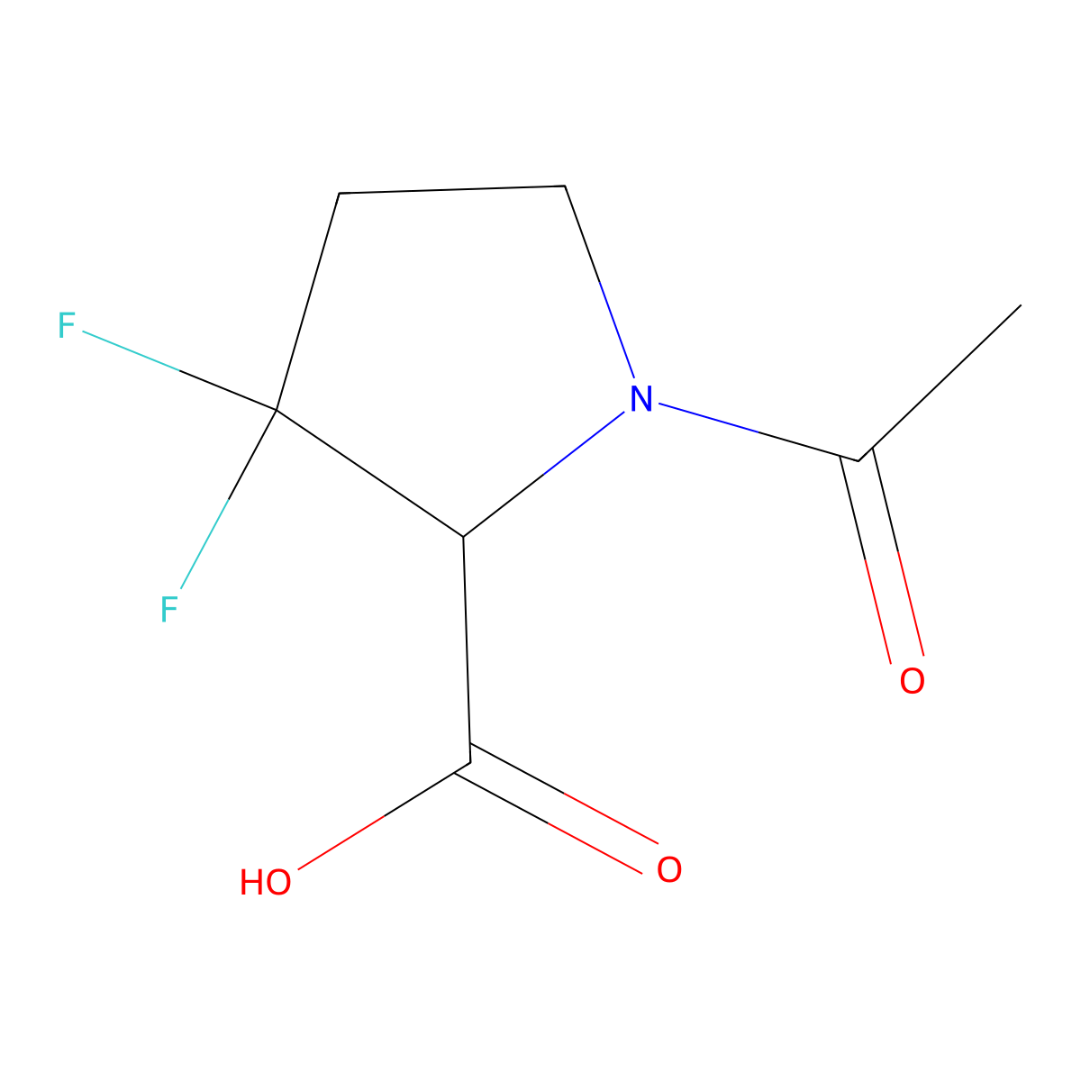 1-Acetyl-3,3-difluoropyrrolidine-2-carboxylic acid molecular structure, CAS 2680624-43-3