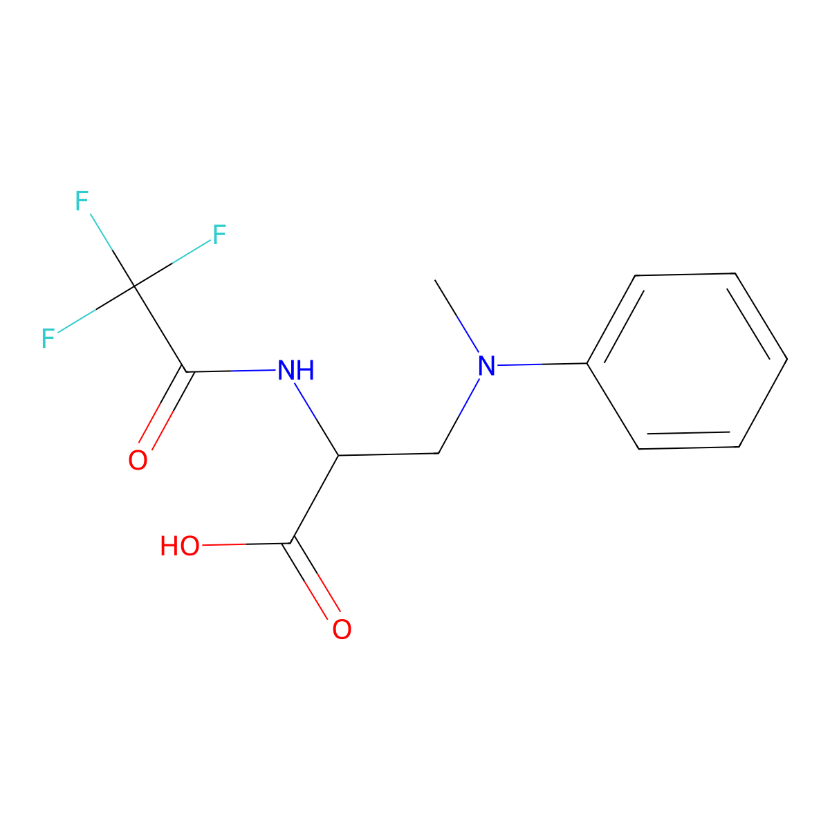 3-[Methyl(phenyl)amino]-2-(2,2,2-trifluoroacetamido)propanoic acid molecular structure, CAS 2680624-57-9