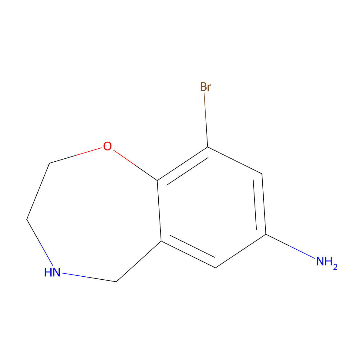 9-Bromo-2,3,4,5-tetrahydro-1,4-benzoxazepin-7-amine molecular structure, CAS 2680624-64-8