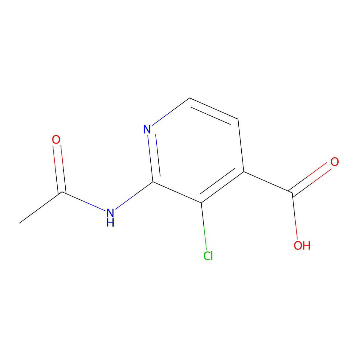 3-Chloro-2-acetamidopyridine-4-carboxylic acid molecular structure, CAS 2680624-66-0