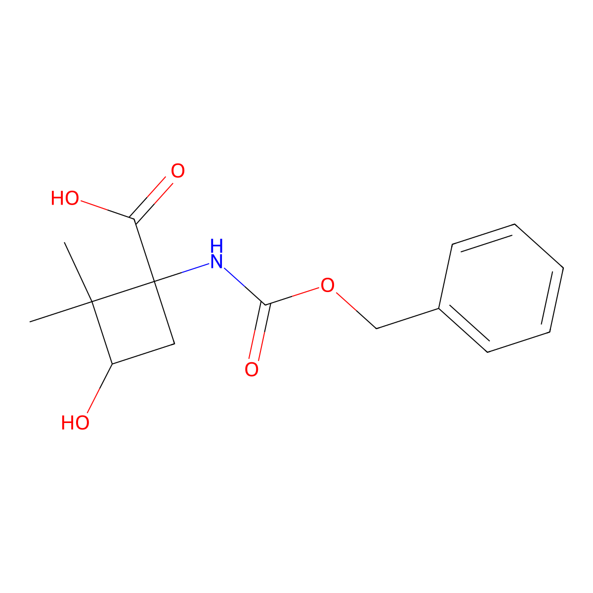 1-{[(Benzyloxy)carbonyl]amino}-3-hydroxy-2,2-dimethylcyclobutane-1-carboxylic acid molecular structure, CAS 2680624-71-7
