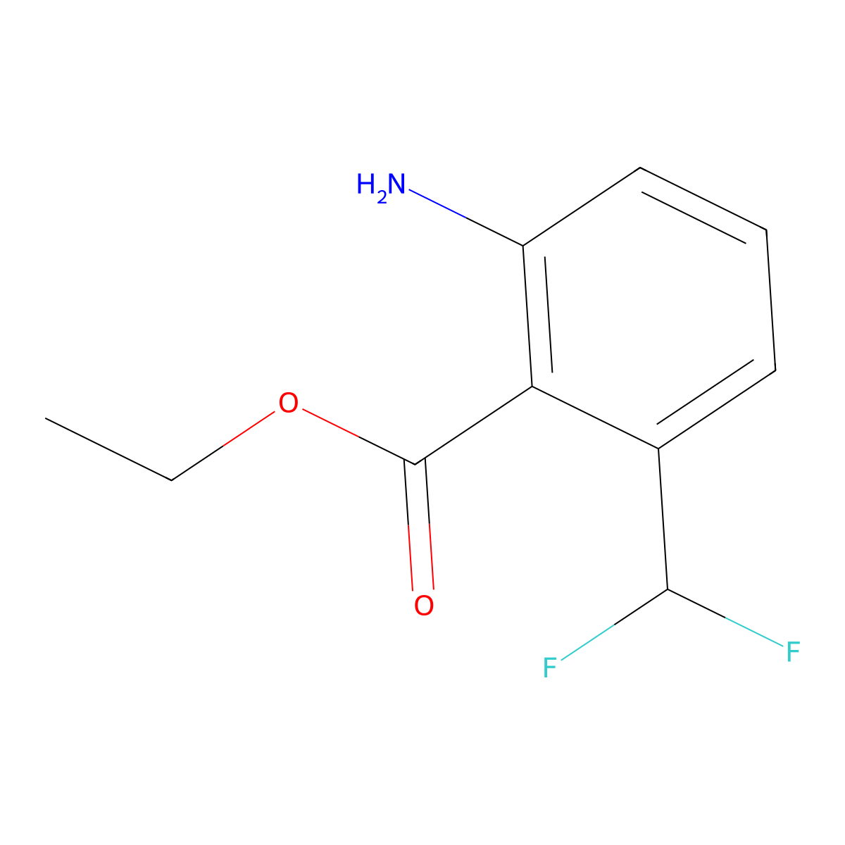 Ethyl 2-amino-6-(difluoromethyl)benzoate molecular structure, CAS 2680624-77-3