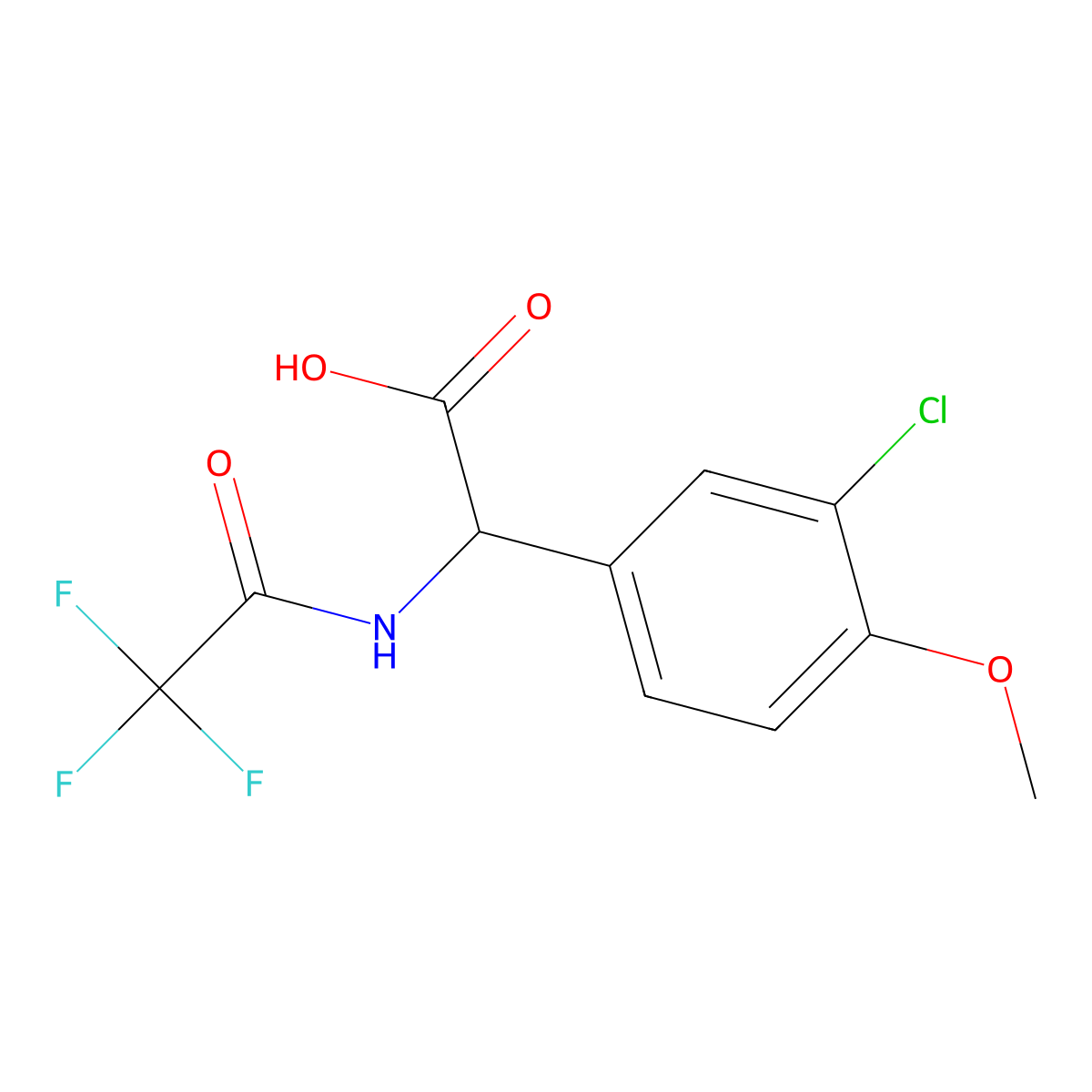 2-(3-Chloro-4-methoxyphenyl)-2-(2,2,2-trifluoroacetamido)acetic acid molecular structure, CAS 2680624-78-4
