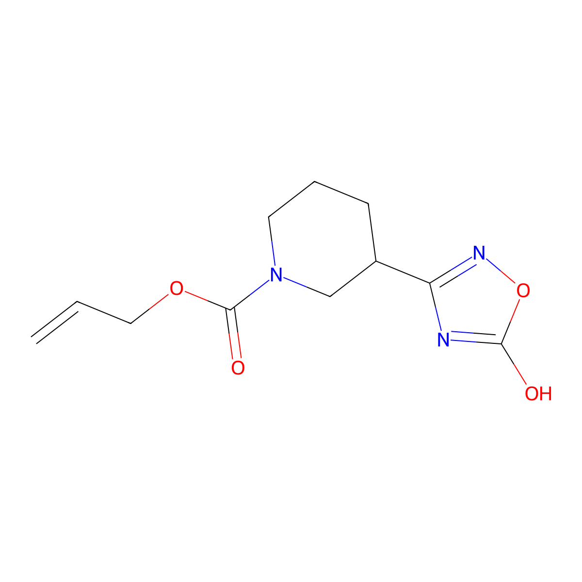 Prop-2-en-1-yl 3-(5-hydroxy-1,2,4-oxadiazol-3-yl)piperidine-1-carboxylate molecular structure, CAS 2680624-84-2