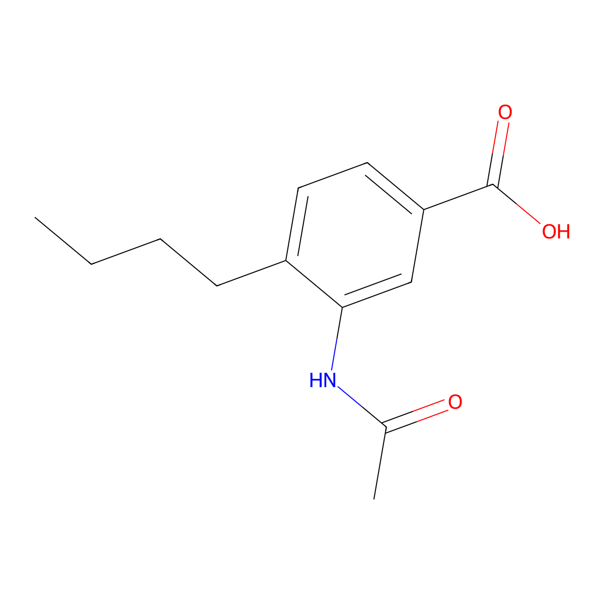 4-Butyl-3-acetamidobenzoic acid molecular structure, CAS 2680624-87-5