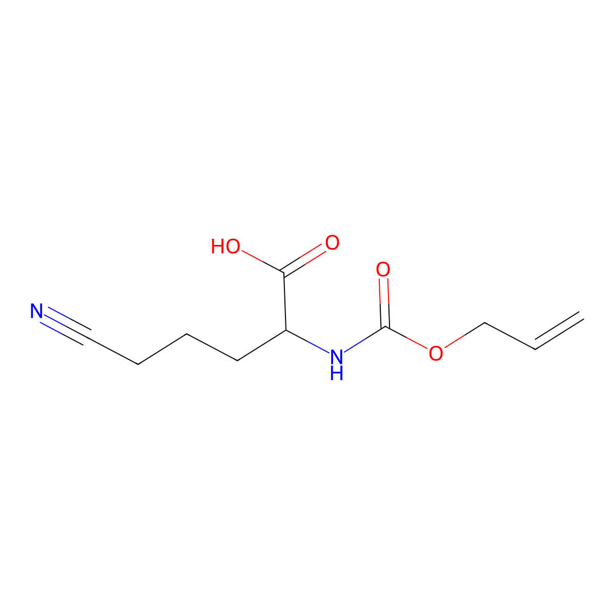 5-Cyano-2-{[(prop-2-en-1-yloxy)carbonyl]amino}pentanoic acid molecular structure, CAS 2680624-88-6