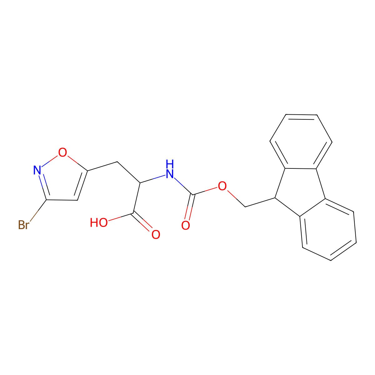 3-(3-bromo-1,2-oxazol-5-yl)-2-({[(9H-fluoren-9-yl)methoxy]carbonyl}amino)propanoic acid molecular structure, CAS 2680624-97-7