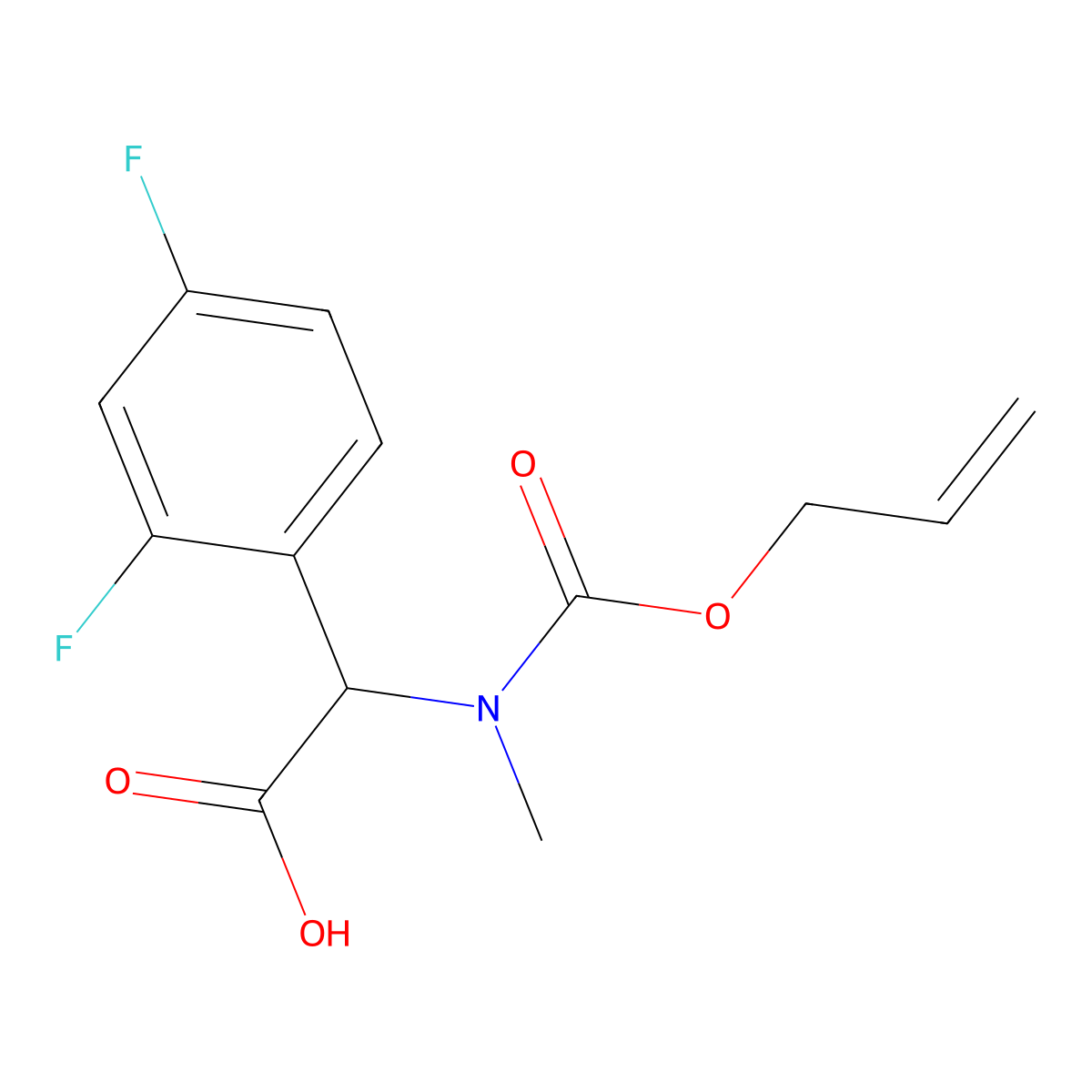 2-(2,4-Difluorophenyl)-2-{methyl[(prop-2-en-1-yloxy)carbonyl]amino}acetic acid molecular structure, CAS 2680625-17-4