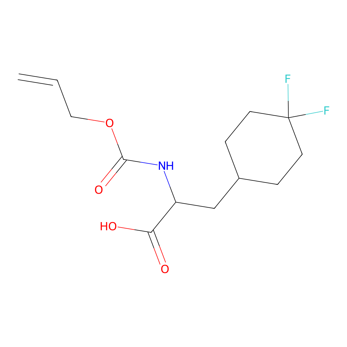 3-(4,4-Difluorocyclohexyl)-2-{[(prop-2-en-1-yloxy)carbonyl]amino}propanoic acid molecular structure, CAS 2680625-18-5