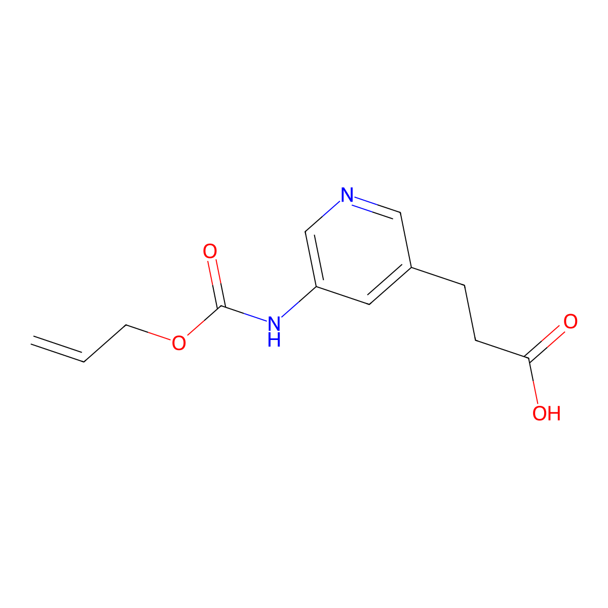 3-(5-{[(Prop-2-en-1-yloxy)carbonyl]amino}pyridin-3-yl)propanoic acid molecular structure, CAS 2680625-35-6