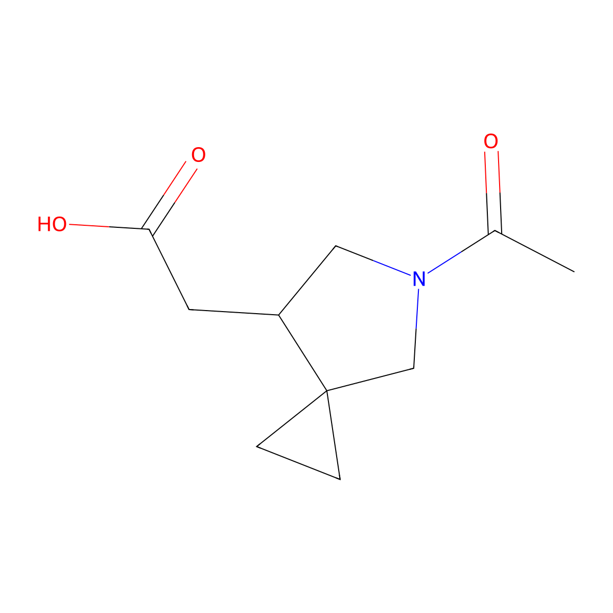 2-{5-Acetyl-5-azaspiro[2.4]heptan-7-yl}acetic acid molecular structure, CAS 2680625-45-8