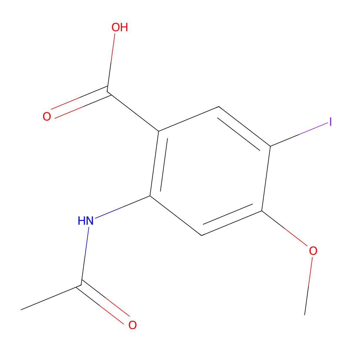 2-Acetamido-5-iodo-4-methoxybenzoic acid molecular structure, CAS 2680625-49-2
