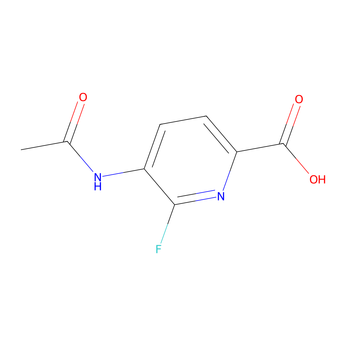 5-Acetamido-6-fluoropyridine-2-carboxylic acid molecular structure, CAS 2680625-51-6