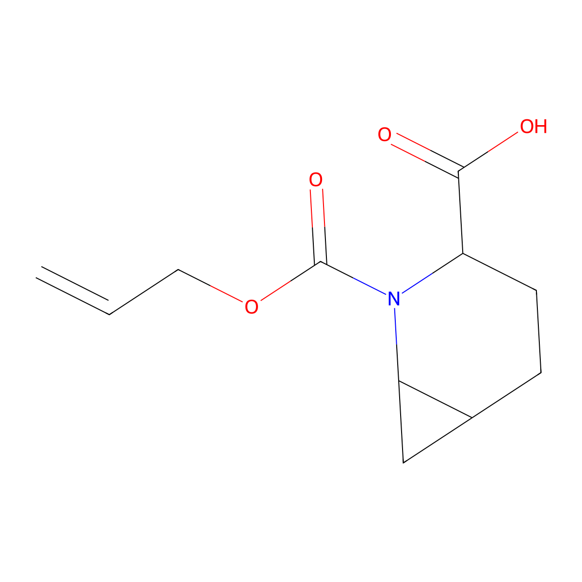 2-[(Prop-2-en-1-yloxy)carbonyl]-2-azabicyclo[4.1.0]heptane-3-carboxylic acid molecular structure, CAS 2680625-59-4