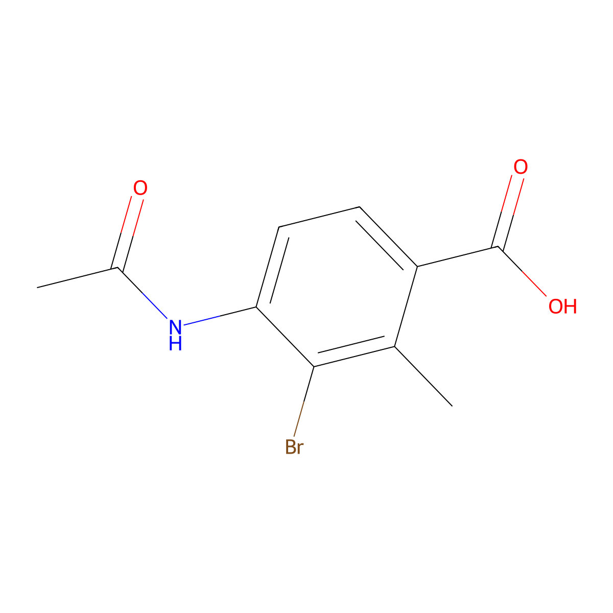 3-Bromo-4-acetamido-2-methylbenzoic acid molecular structure, CAS 2680625-61-8