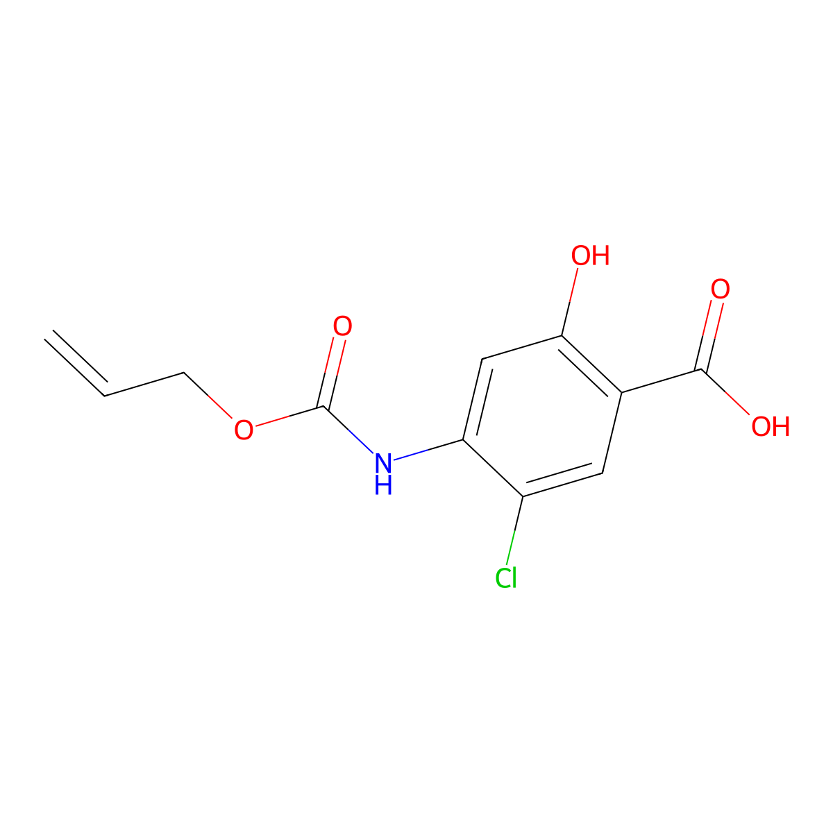5-Chloro-2-hydroxy-4-{[(prop-2-en-1-yloxy)carbonyl]amino}benzoic acid molecular structure, CAS 2680625-63-0