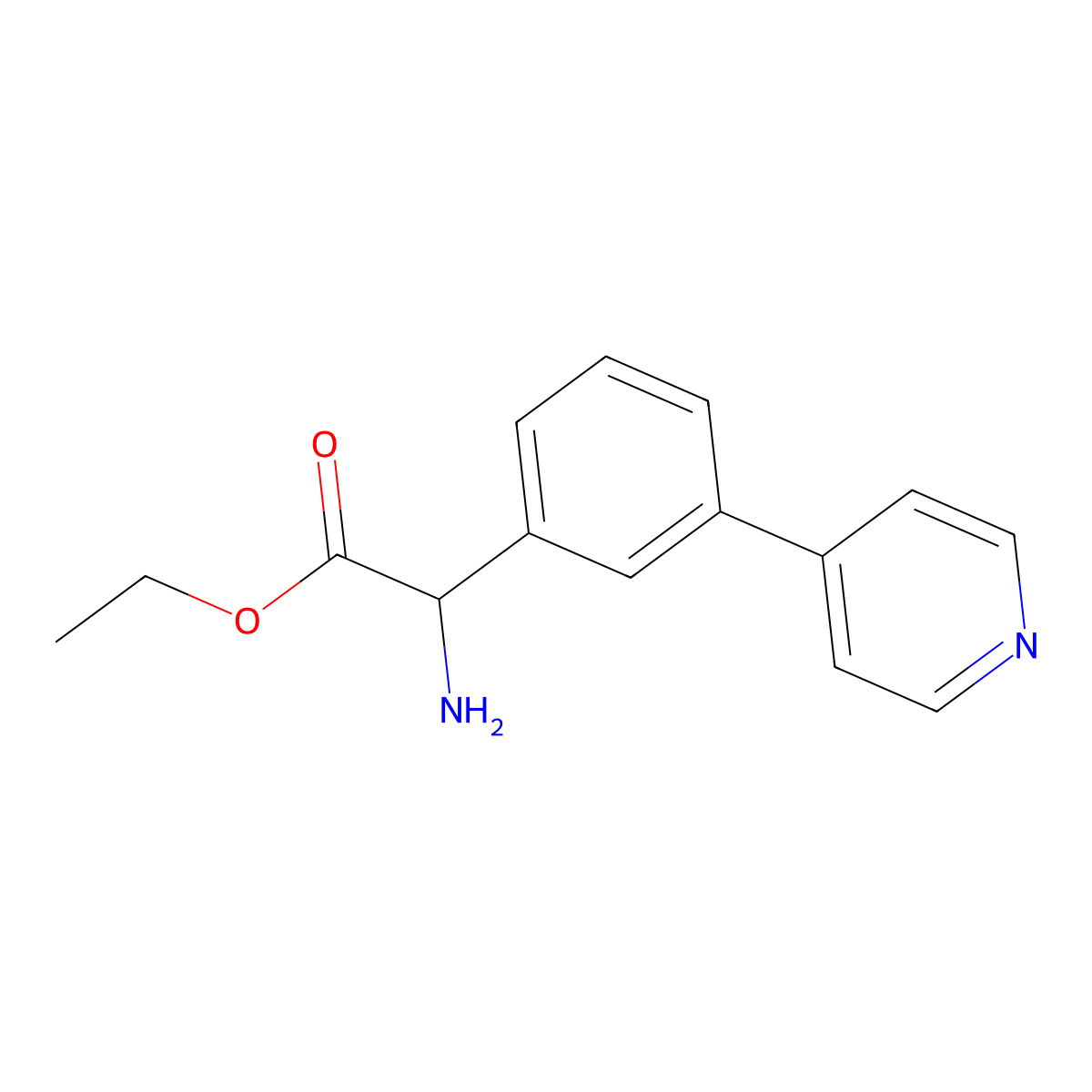 Ethyl 2-amino-2-[3-(pyridin-4-yl)phenyl]acetate molecular structure, CAS 2680625-64-1