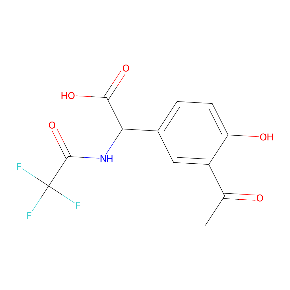 2-(3-Acetyl-4-hydroxyphenyl)-2-(2,2,2-trifluoroacetamido)acetic acid molecular structure, CAS 2680625-77-6