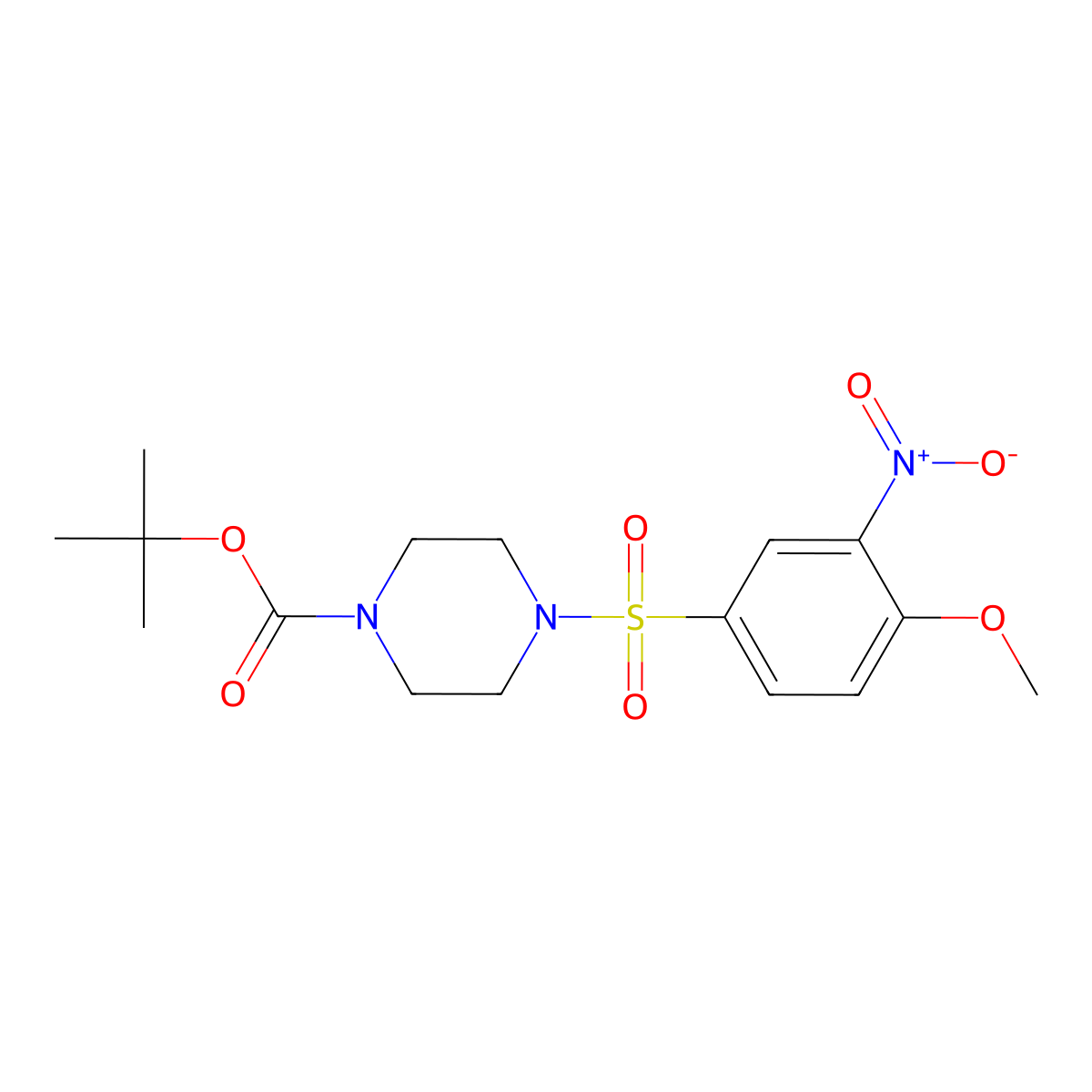Tert-butyl 4-(4-methoxy-3-nitrobenzenesulfonyl)piperazine-1-carboxylate molecular structure, CAS 2680625-79-8