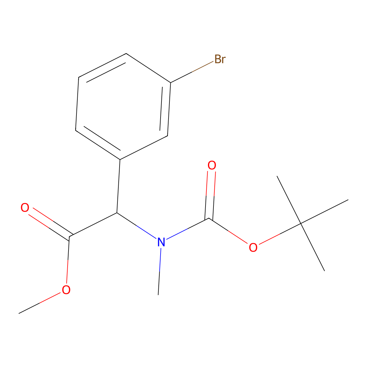 Methyl 2-(3-bromophenyl)-2-{[(tert-butoxy)carbonyl](methyl)amino}acetate molecular structure, CAS 2680625-84-5