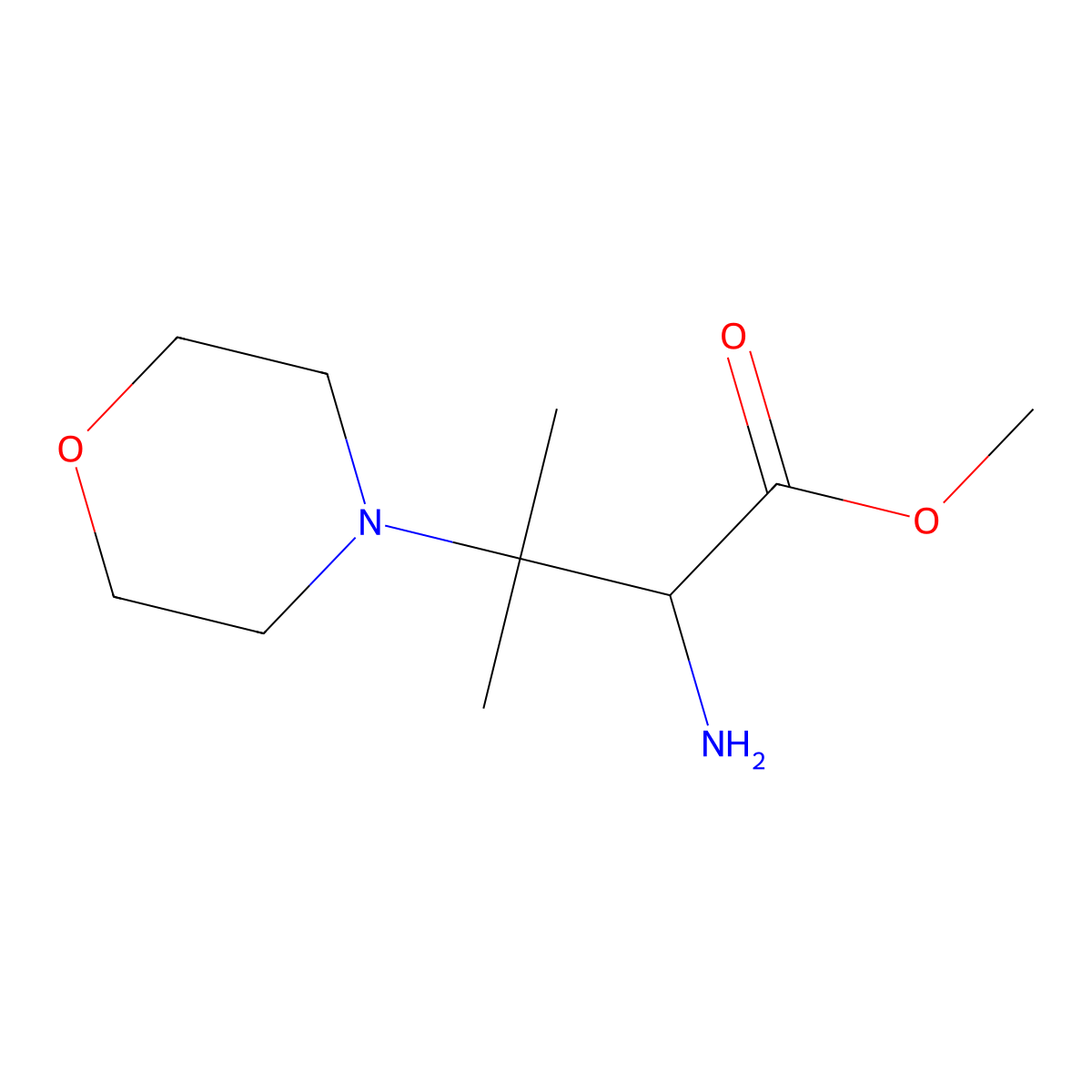 Methyl 2-amino-3-methyl-3-(morpholin-4-yl)butanoate molecular structure, CAS 2680625-88-9