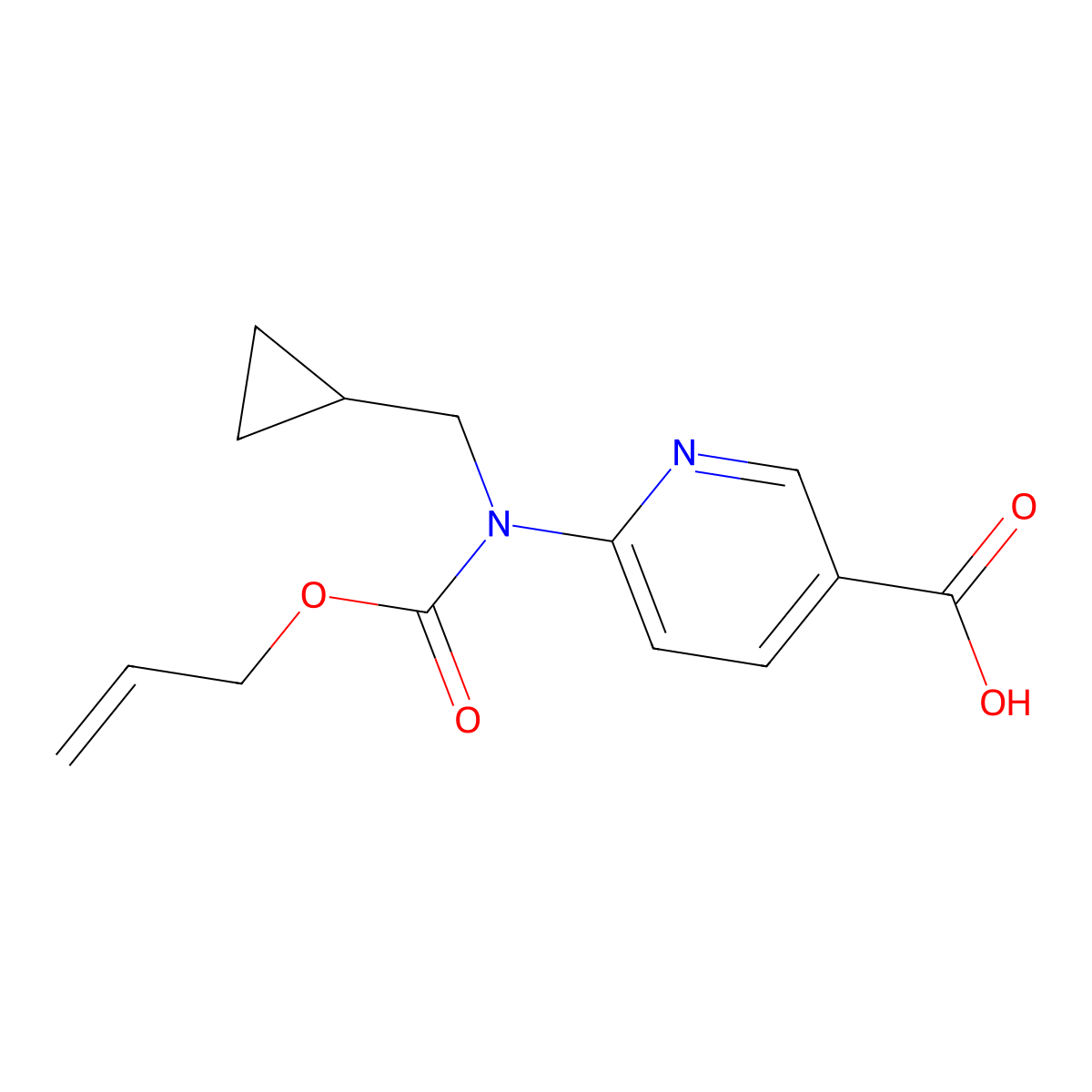 6-[(Cyclopropylmethyl)[(prop-2-en-1-yloxy)carbonyl]amino]pyridine-3-carboxylic acid molecular structure, CAS 2680625-93-6