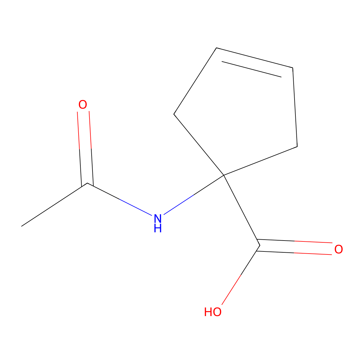 1-Acetamidocyclopent-3-ene-1-carboxylic acid molecular structure, CAS 2680625-99-2