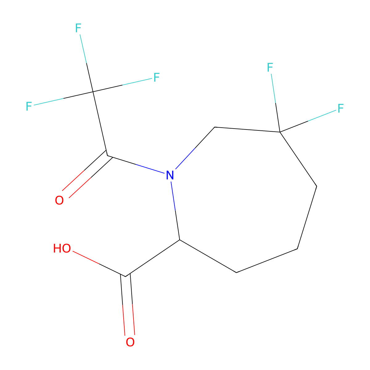 6,6-Difluoro-1-(2,2,2-trifluoroacetyl)azepane-2-carboxylic acid molecular structure, CAS 2680626-07-5