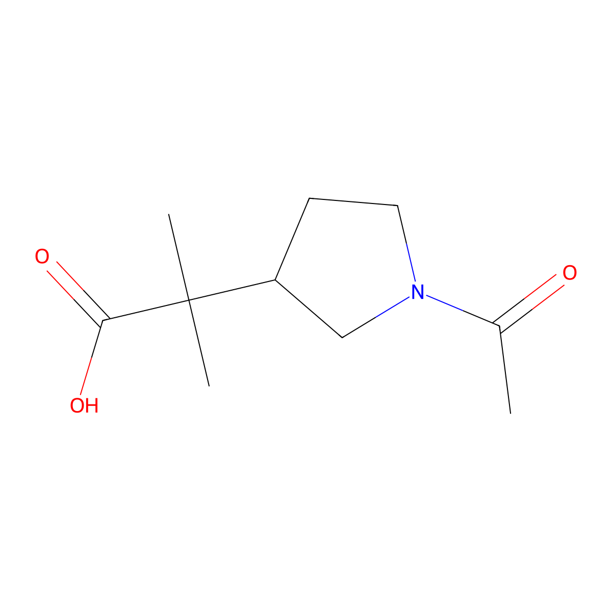 2-(1-Acetylpyrrolidin-3-yl)-2-methylpropanoic acid molecular structure, CAS 2680626-09-7