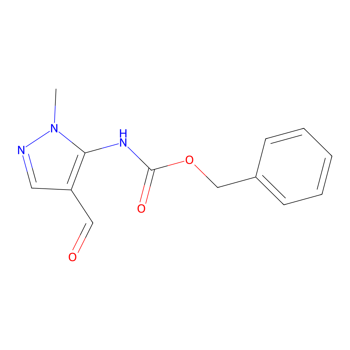 benzyl N-(4-formyl-1-methyl-1H-pyrazol-5-yl)carbamate molecular structure, CAS 2680626-11-1