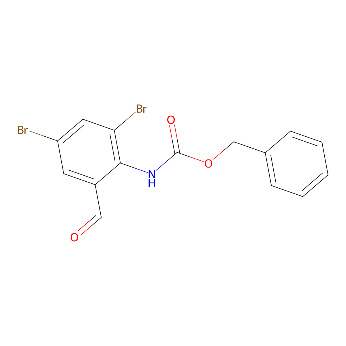 benzyl N-(2,4-dibromo-6-formylphenyl)carbamate molecular structure, CAS 2680626-14-4
