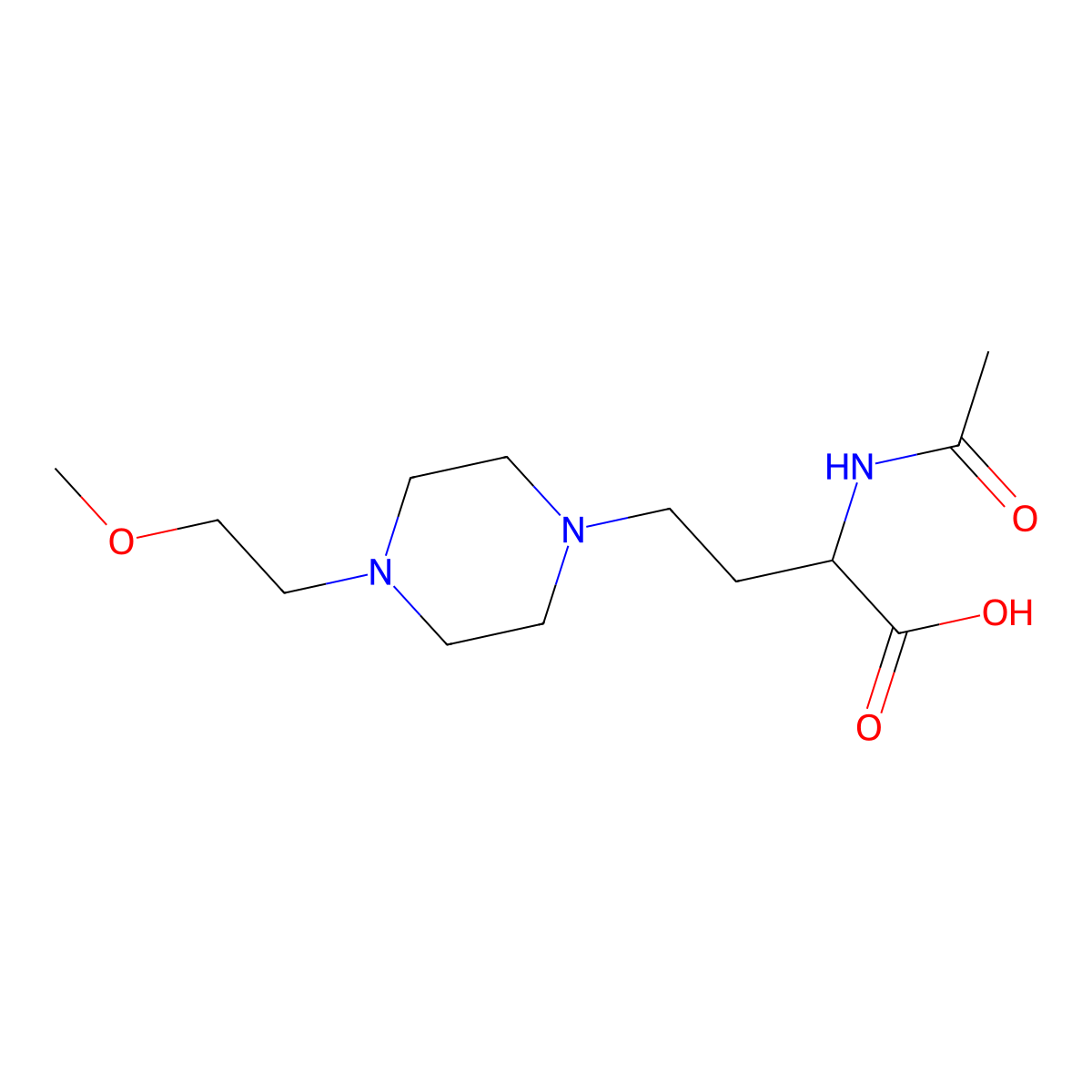 2-Acetamido-4-[4-(2-methoxyethyl)piperazin-1-yl]butanoic acid molecular structure, CAS 2680626-17-7