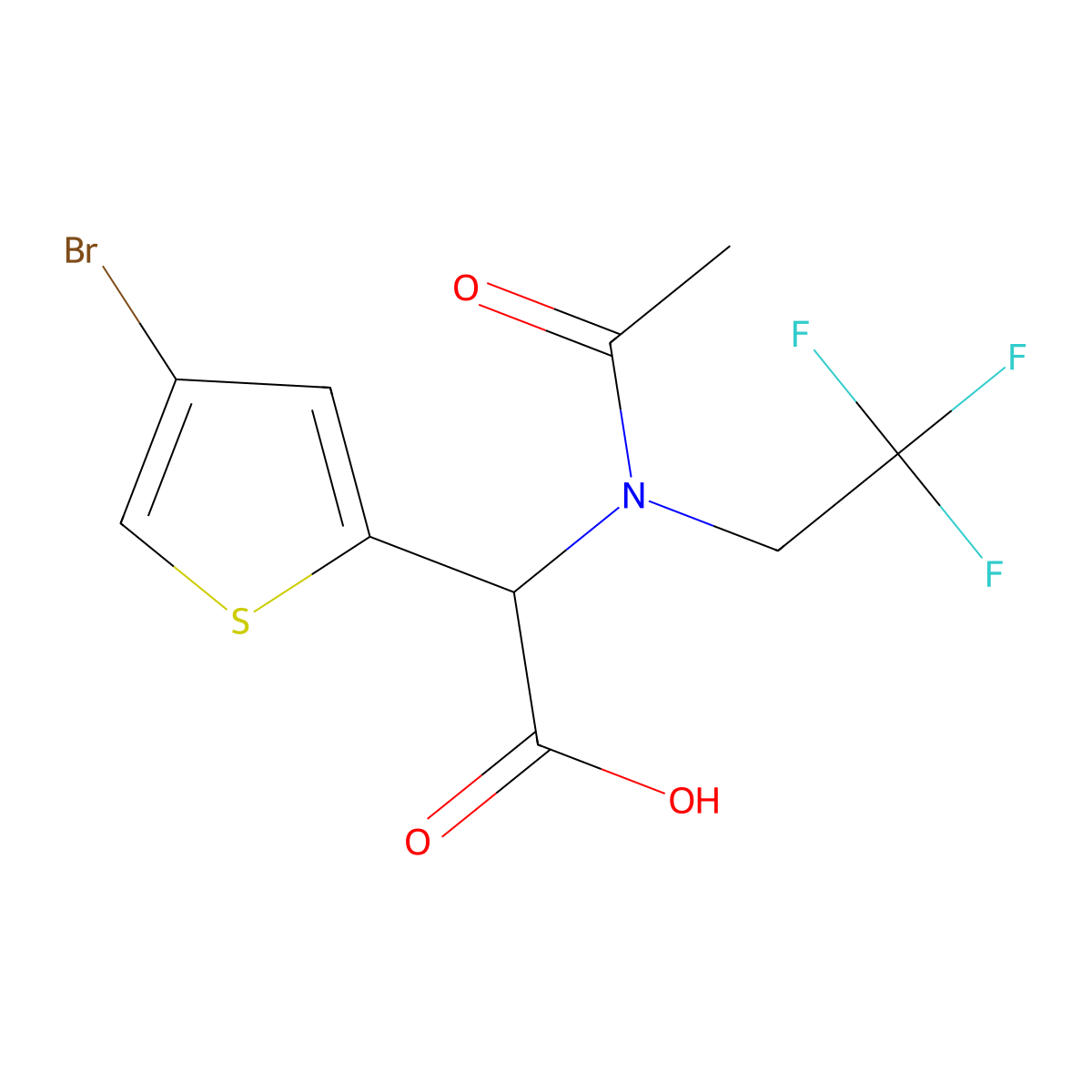 2-(4-bromothiophen-2-yl)-2-[N-(2,2,2-trifluoroethyl)acetamido]acetic acid molecular structure, CAS 2680626-18-8